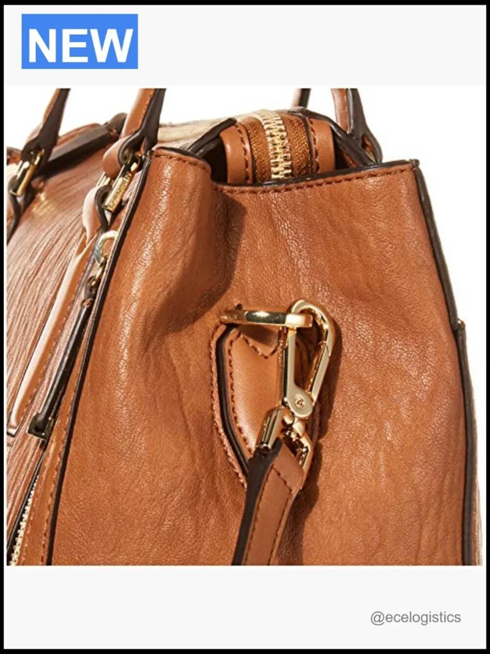 Vegan Leather Novelty Satchel with Crossbody Strap Zip Closure